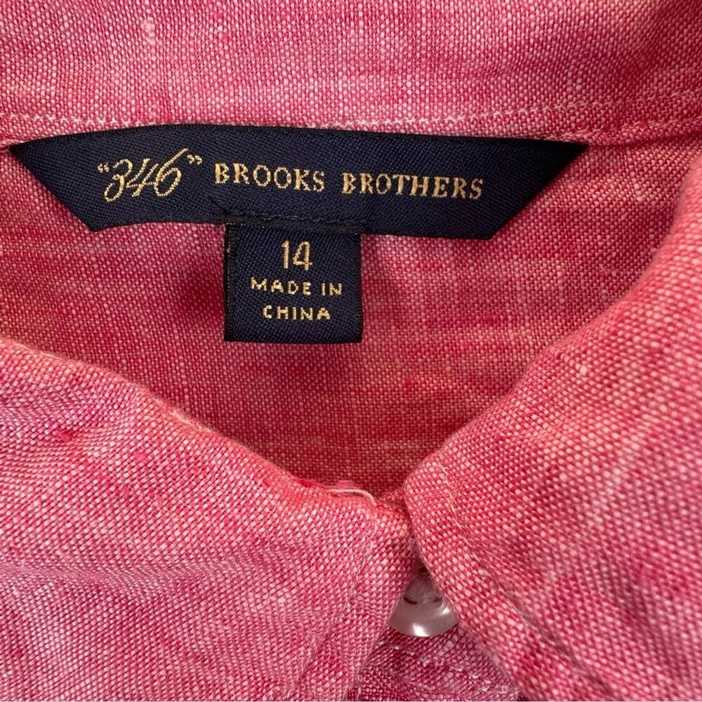 Brooks Brothers 346 Red Long Sleeve Button Up Shirt 100% Linen Womens Size 14 - Picture 5 of 13